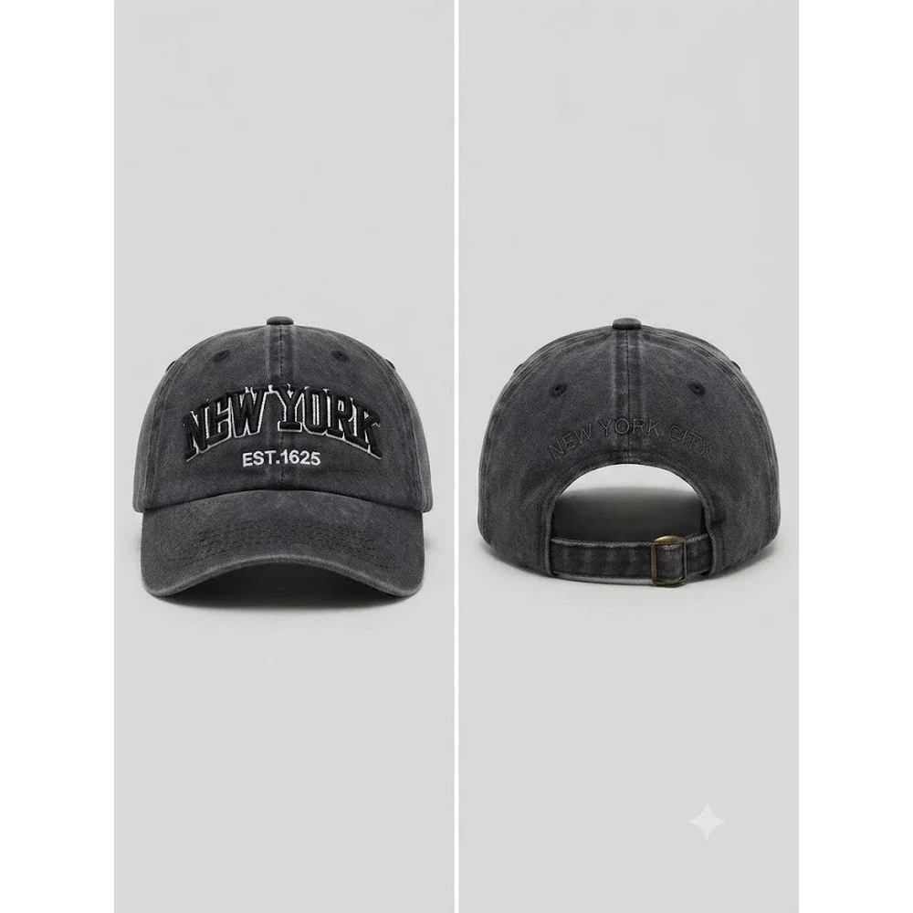 New York EST. 1626 Black Washed Hat Adjustable Adult Size OSFA Hat Baseball Cap